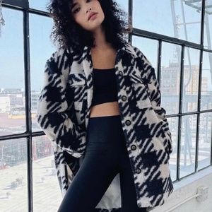 Beach Riot Faux Fur Black & White Ingrid Jacket - Size Small